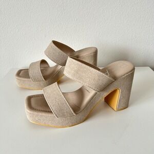 Beach by Matisse Gem Sand Textile Platform Slide Sandals Womens 10M Neutral